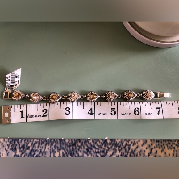 Brighton Heiress Heart Link Bracelet Crystal Silver and Gold Logo Clasp with Tag - Picture 16 of 16